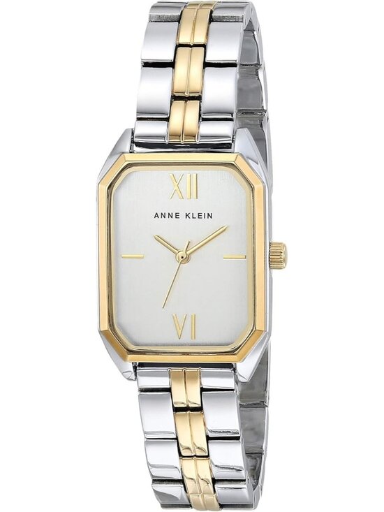 Anne Klein Women\'s Silver White Analog Roman Numeral Octagonal Bracelet Watch